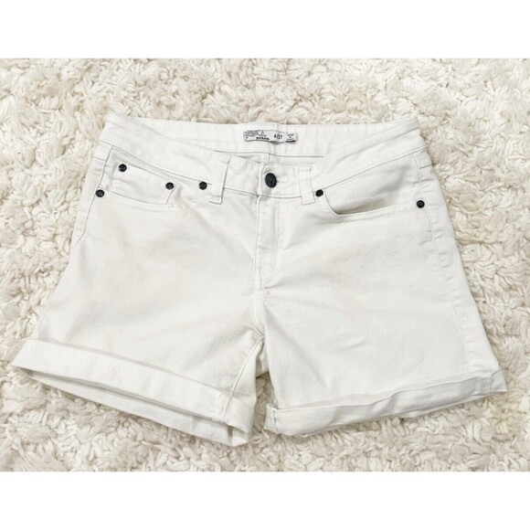 prAna Pants - Prana Organic Cotton Blend Kara White Denim Jean Shorts Womens 4/27